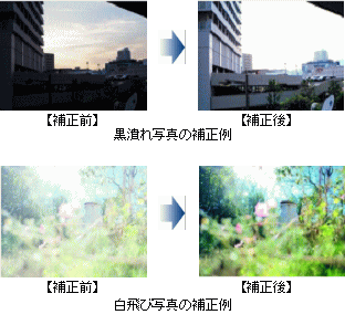 おまかせ自動レベル補正機能 概要 おまかせ自動レベル補正機能 とは 大量の写真から下図のような 黒潰れ や 白とび 写真を自動判定し 補正 が必要な写真のみにレベル 明暗 補正を実施する機能です おまかせ自動レベル補正 は サムネイル